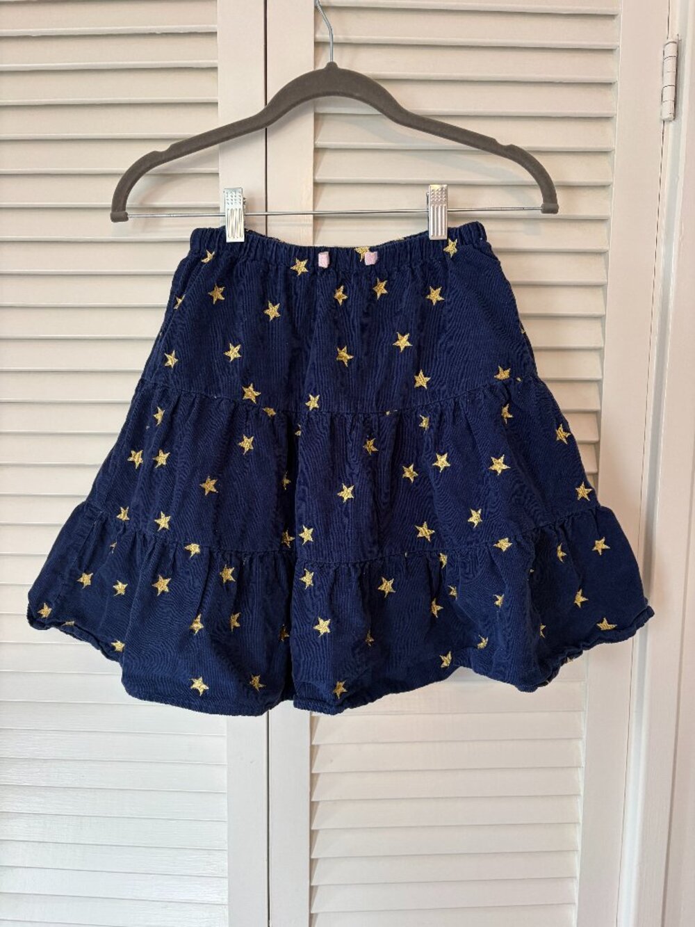 Mini Boden girls skirt 8-9 navy corduroy gold stars 100% cotton